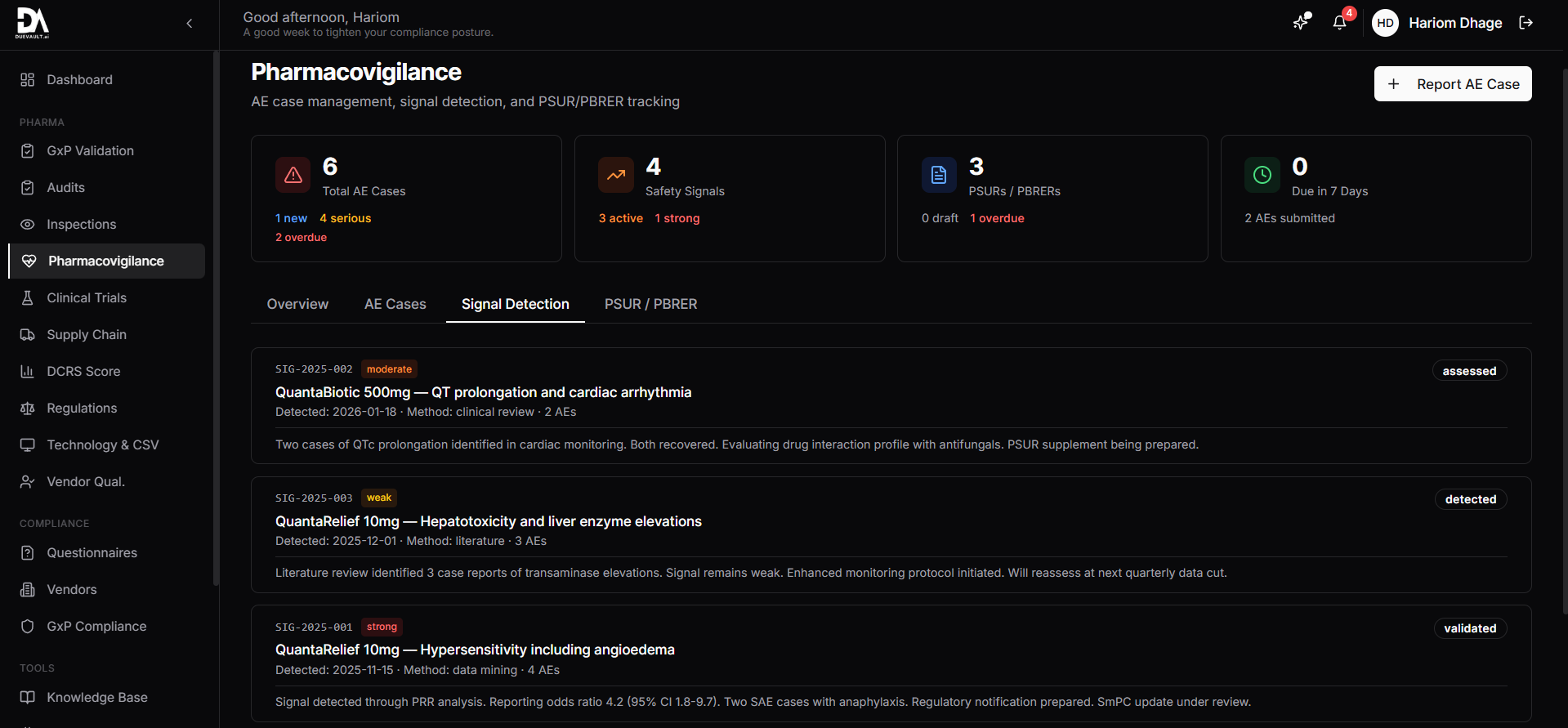 Signal detection severity, detection method, assessment